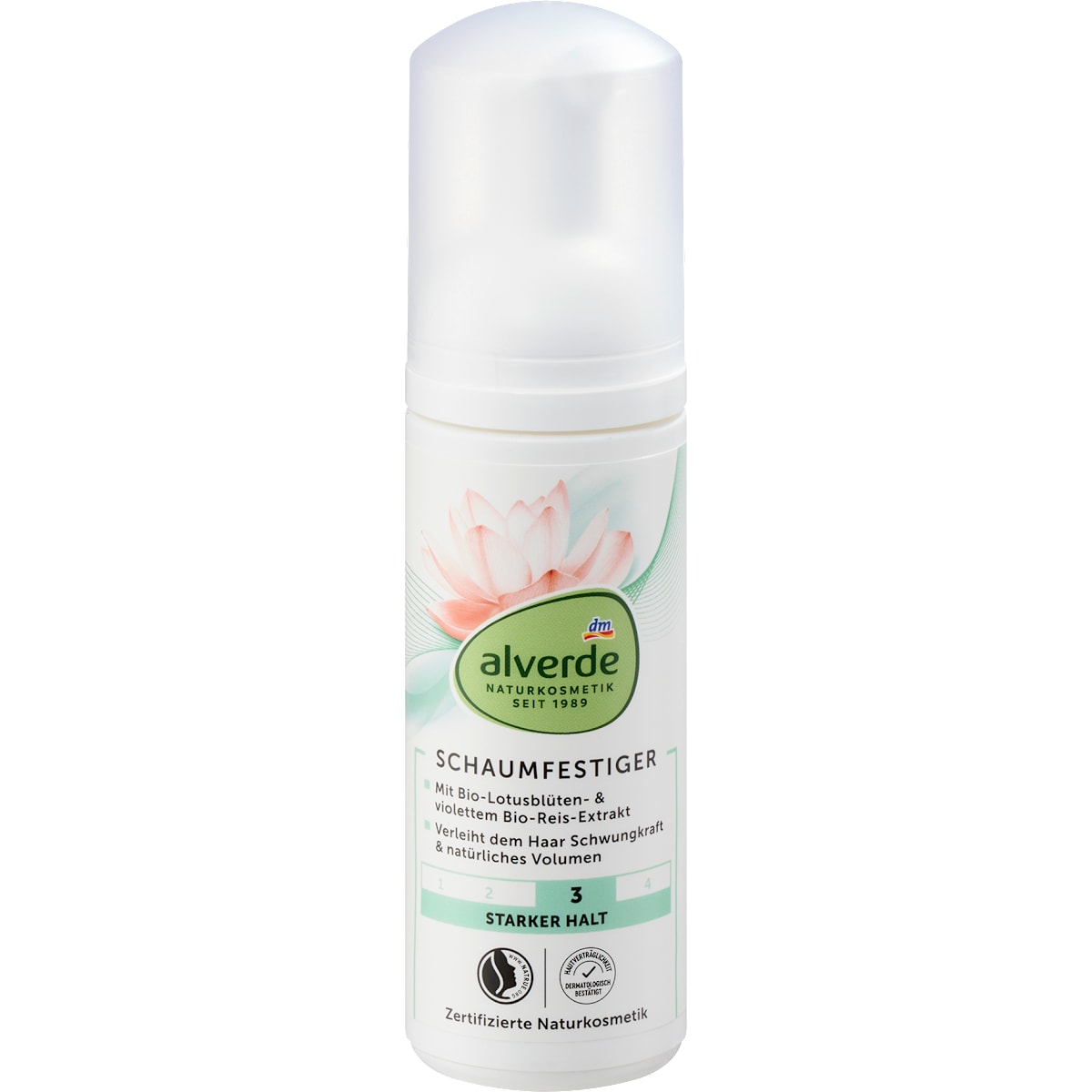 alverde Natuurcosmetica Schaumfestiger met Lotusbloesem- & violettem Reisextrakt, 150 ml