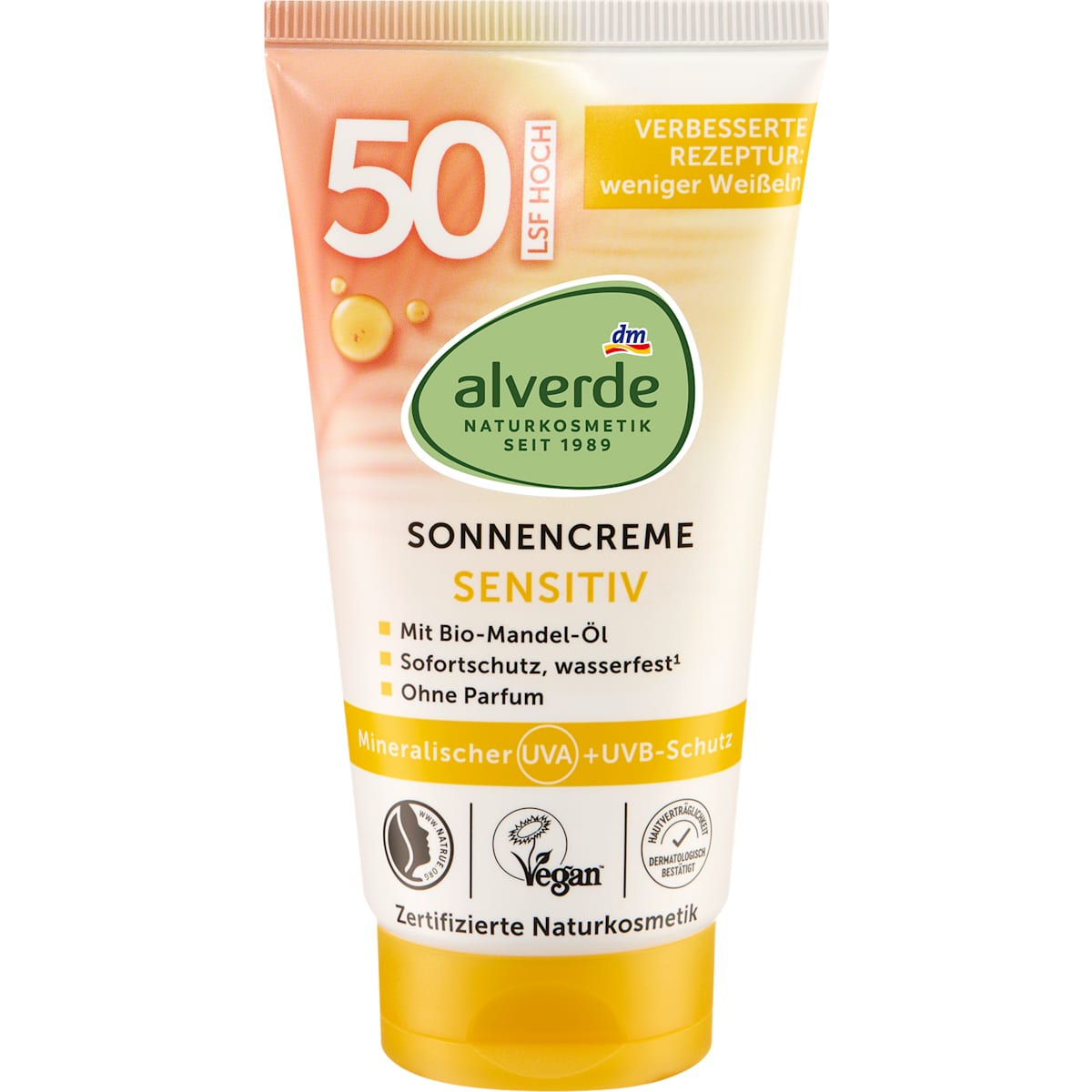 alverde Natuurcosmetica Zonnebrandcrème sensitief SPF 50, 75 ml