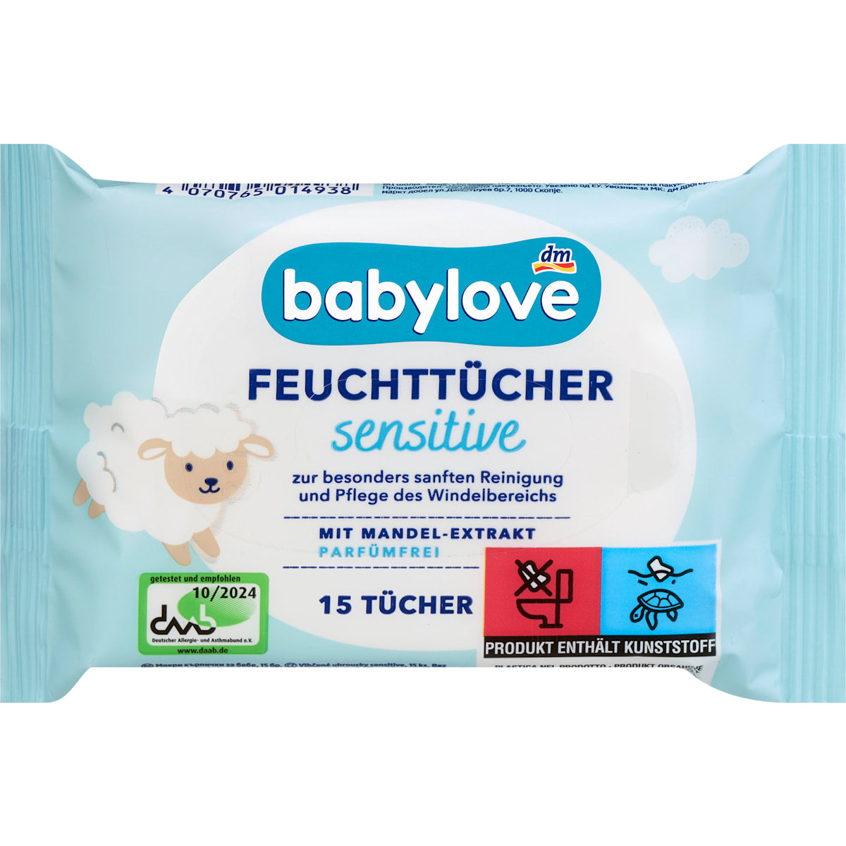 babylove Billendoekjes sensitive, Reisformaat, 15 St