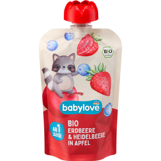 babylove Knijpfruit Aardbei & Bosbes in Appel vanaf 1 jaar, 100 g