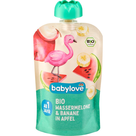 babylove Knijpfruit Wassermelone & Banaan in Appel vanaf 1 jaar, 100 g