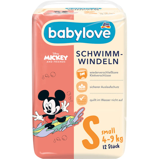 babylove Schwimmwindeln Disney Maat Small (4-9 kg), 12 St