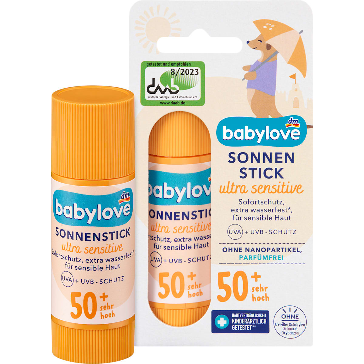 babylove Sonnenstick Bab & Kind sensitief, SPF 50+, 20 g
