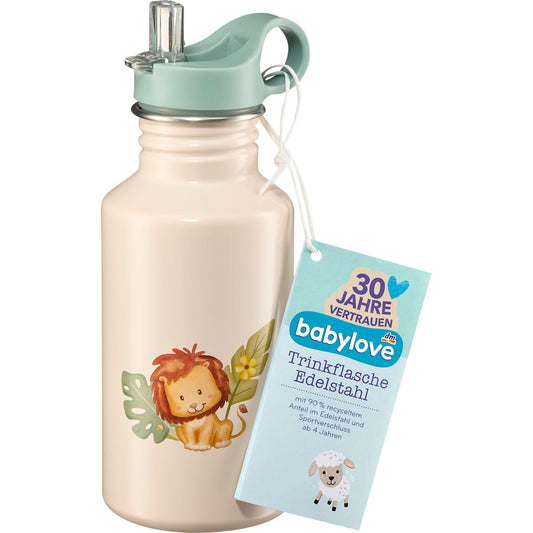 babylove Trinkflasche Kinder Edelstahl beige Löwe, 1 St