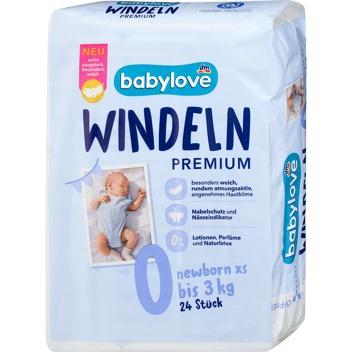 babylove Luiers Premium Maat 0 newborn xs (bis 3 kg), 24 St