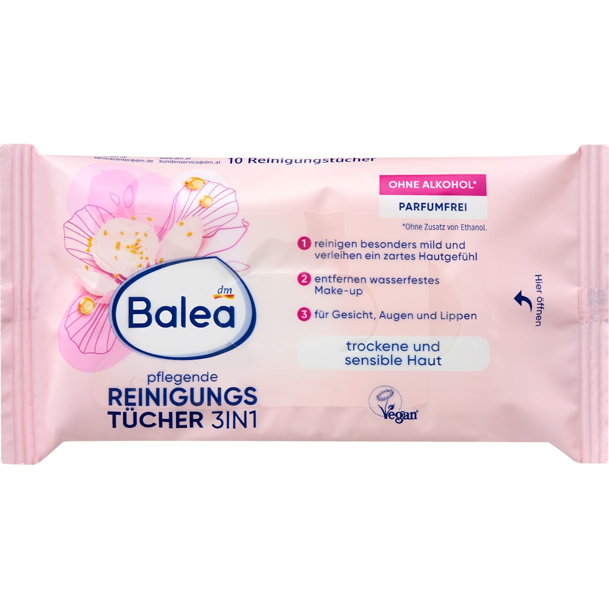 Balea Reinigingsdoekjes verzorgend, Reisformaat, 10 St