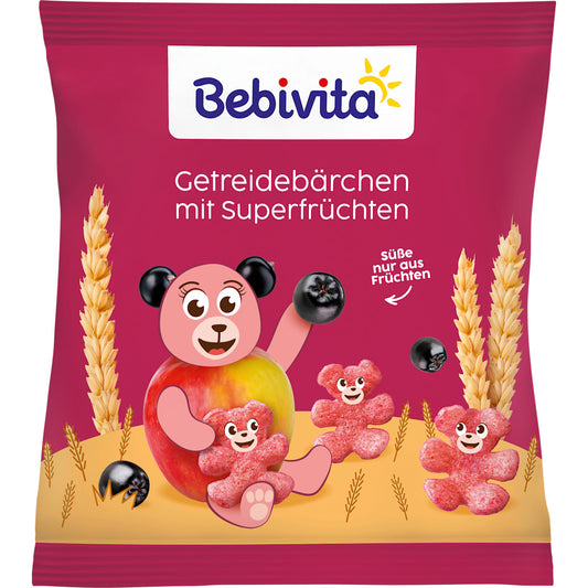 Bebivita Kindersnack Granen-Beertjes met Supervruchten, vanaf 1 jaar, 30 g