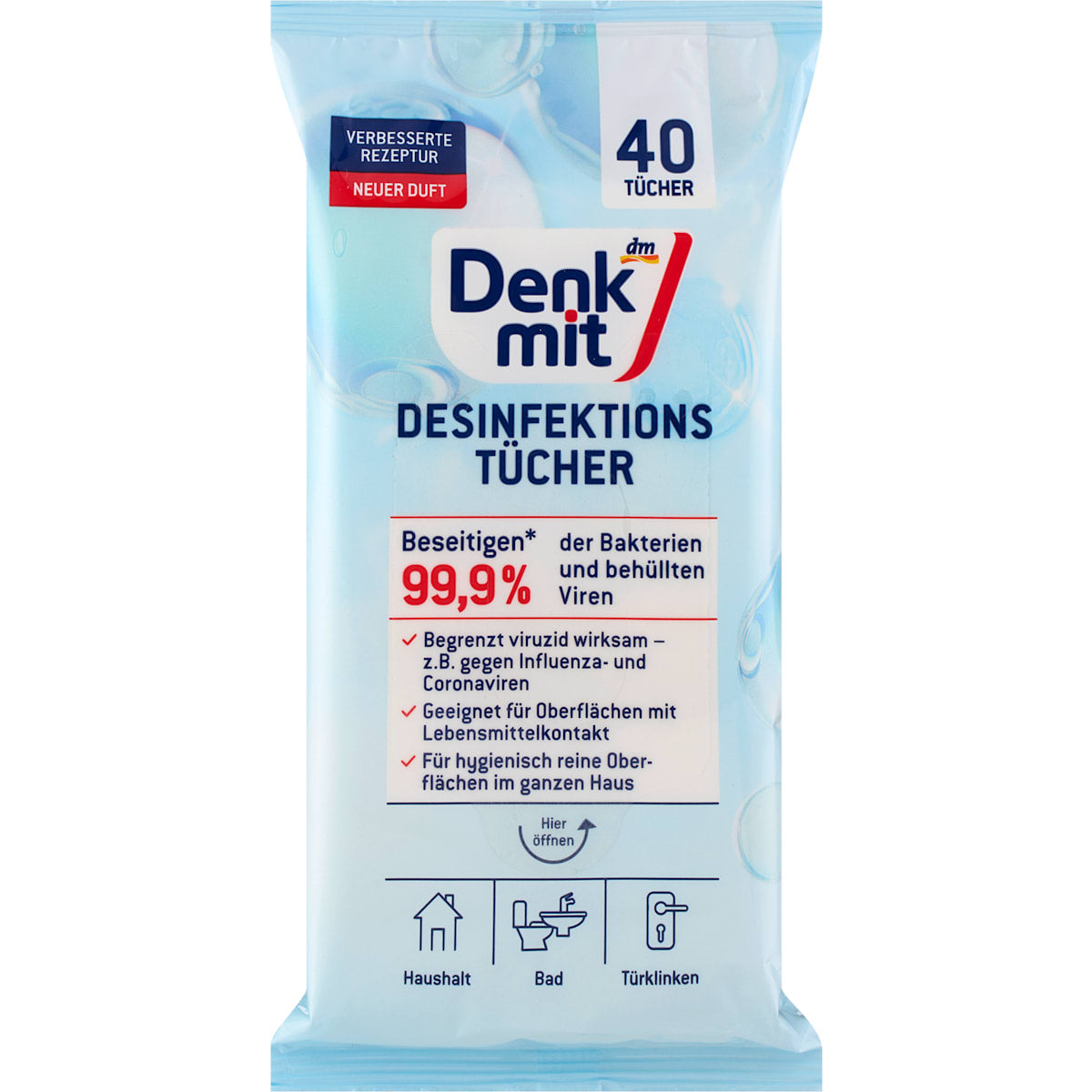 Denkmit Desinfektionstücher voor Flächen, 40 St