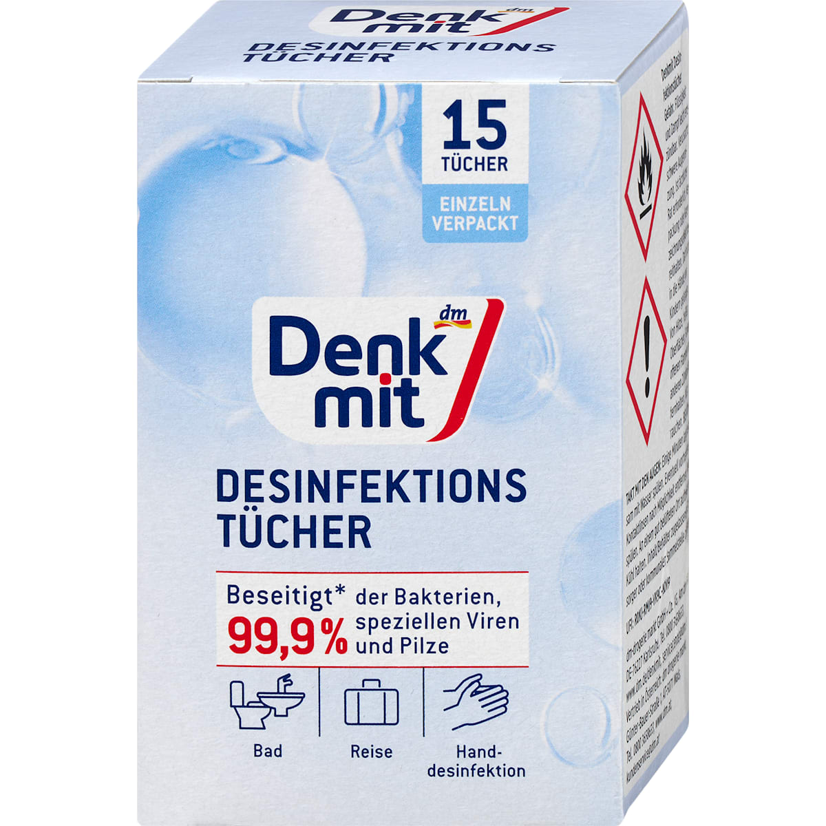 Denkmit Desinfektionstücher, Reisformaat, 15 St