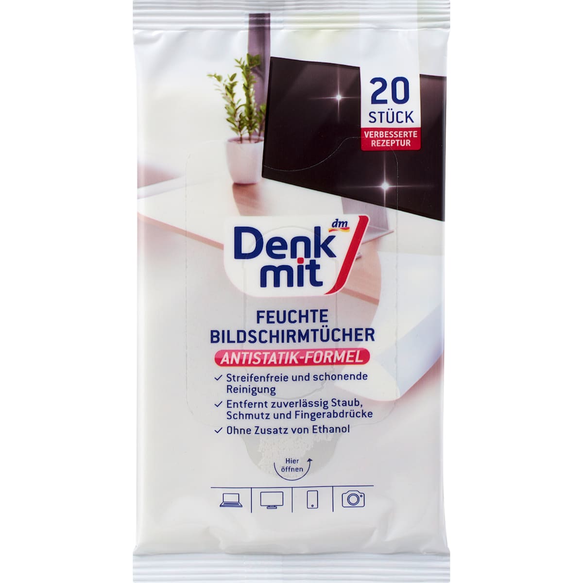 Denkmit Feuchte Reinigingsdoekjes voor Bildschirm, 20 St