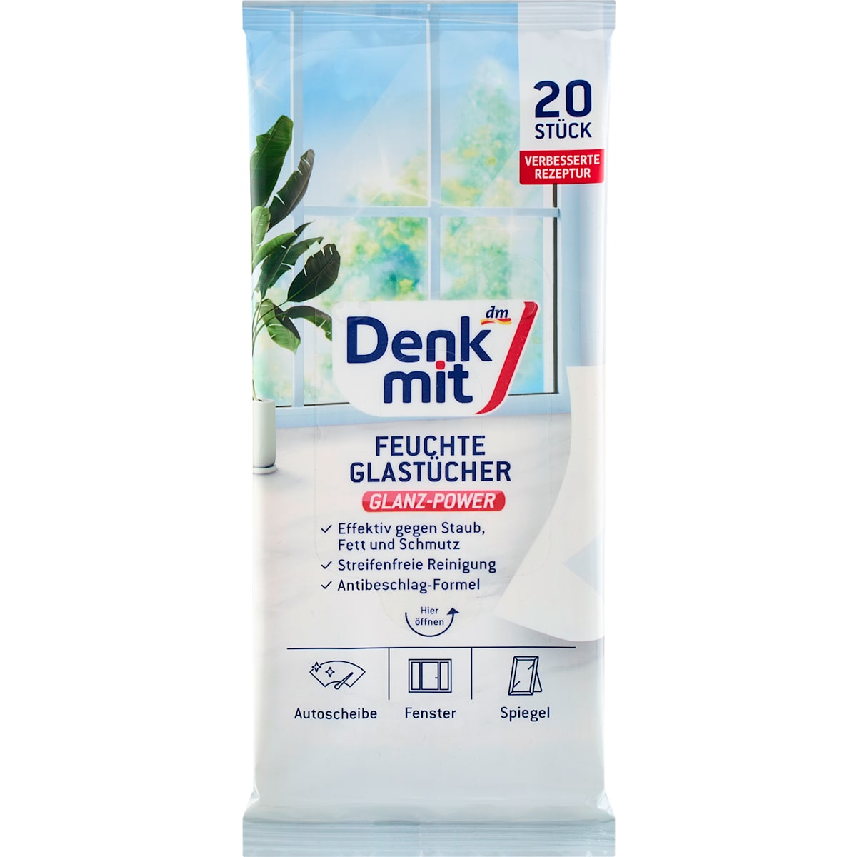 Denkmit Feuchte Reinigingsdoekjes voor Glas, 20 St