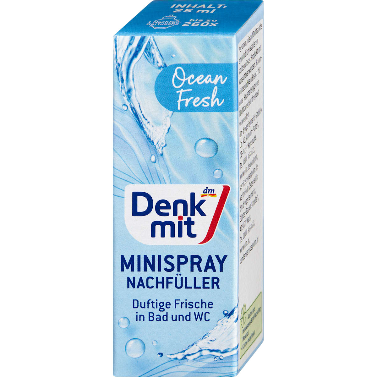 Denkmit Luchtverfrisser Minispray Ocean Fresh Navulverpakking, 25 ml