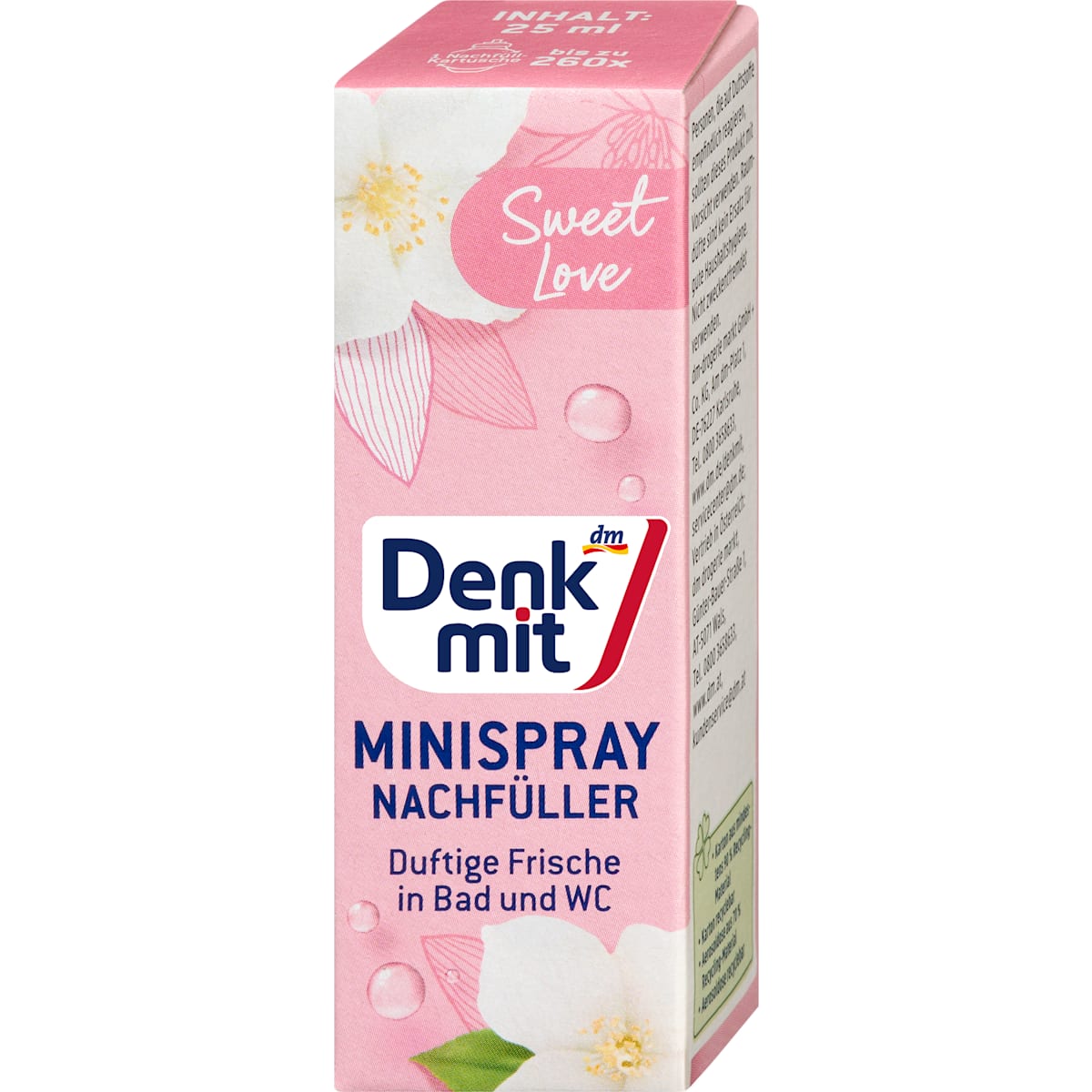 Denkmit Luchtverfrisser Minispray Sweet Love Navulverpakking, 25 ml