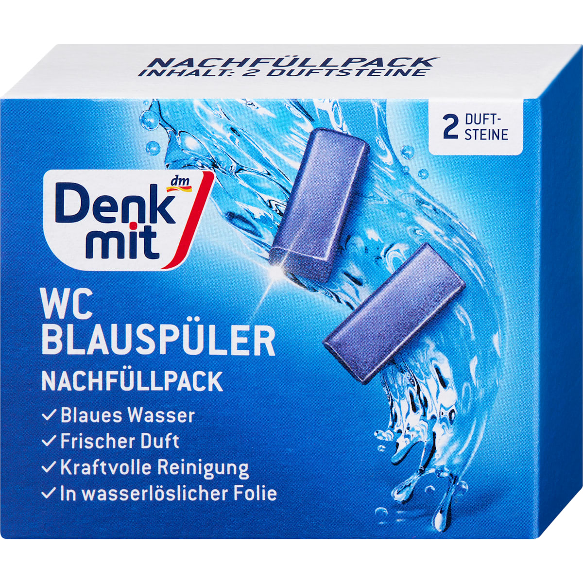 Denkmit WC-Blauspüler Navulverpakking, 2 St