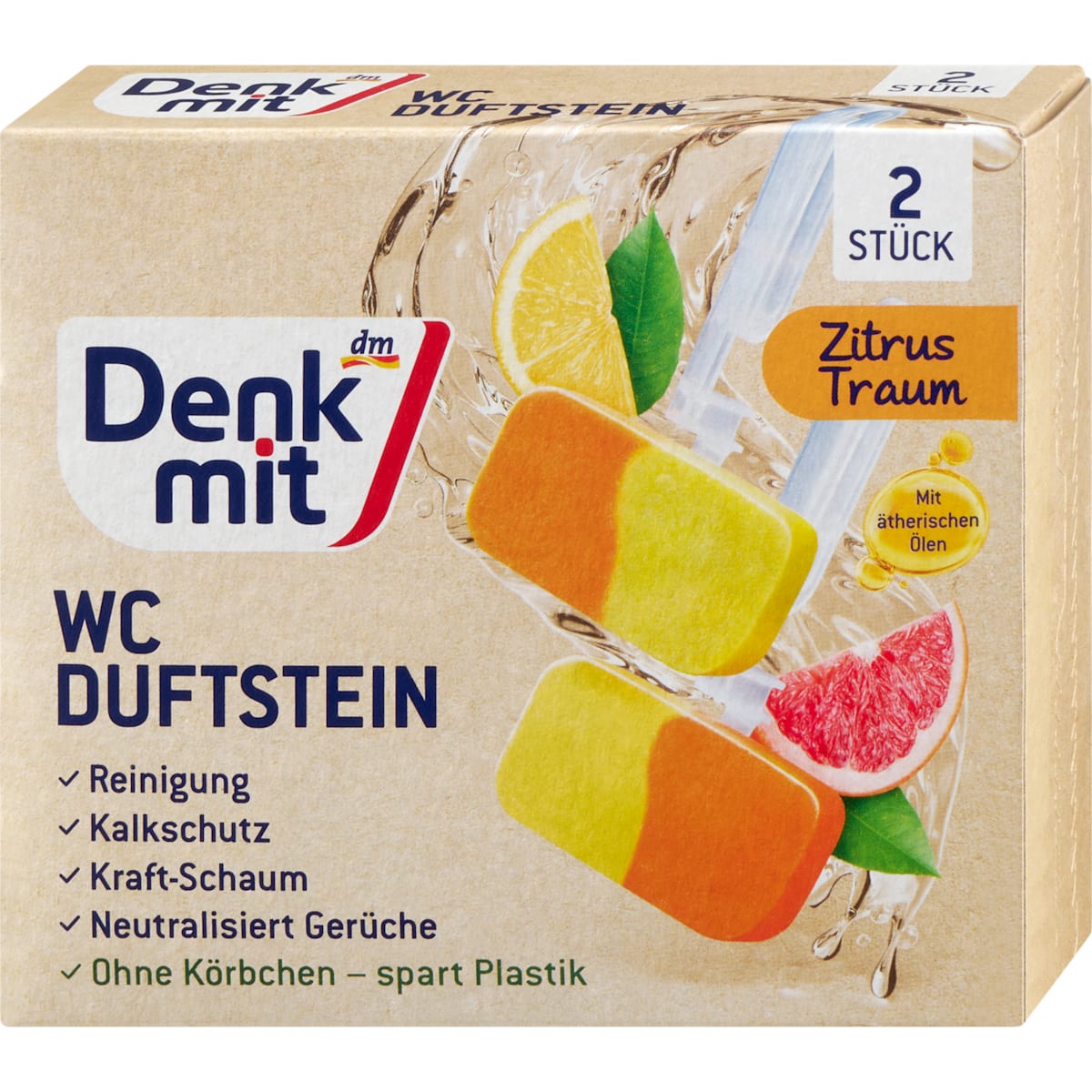 Denkmit WC Duftstein Zitrustraum, 2 St