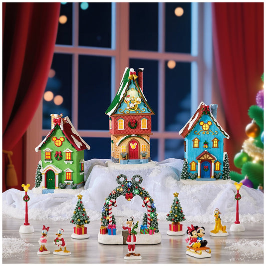 Disney kerstdorp 13-delig met kerstboog – met licht en muziek (afbeelding 1)