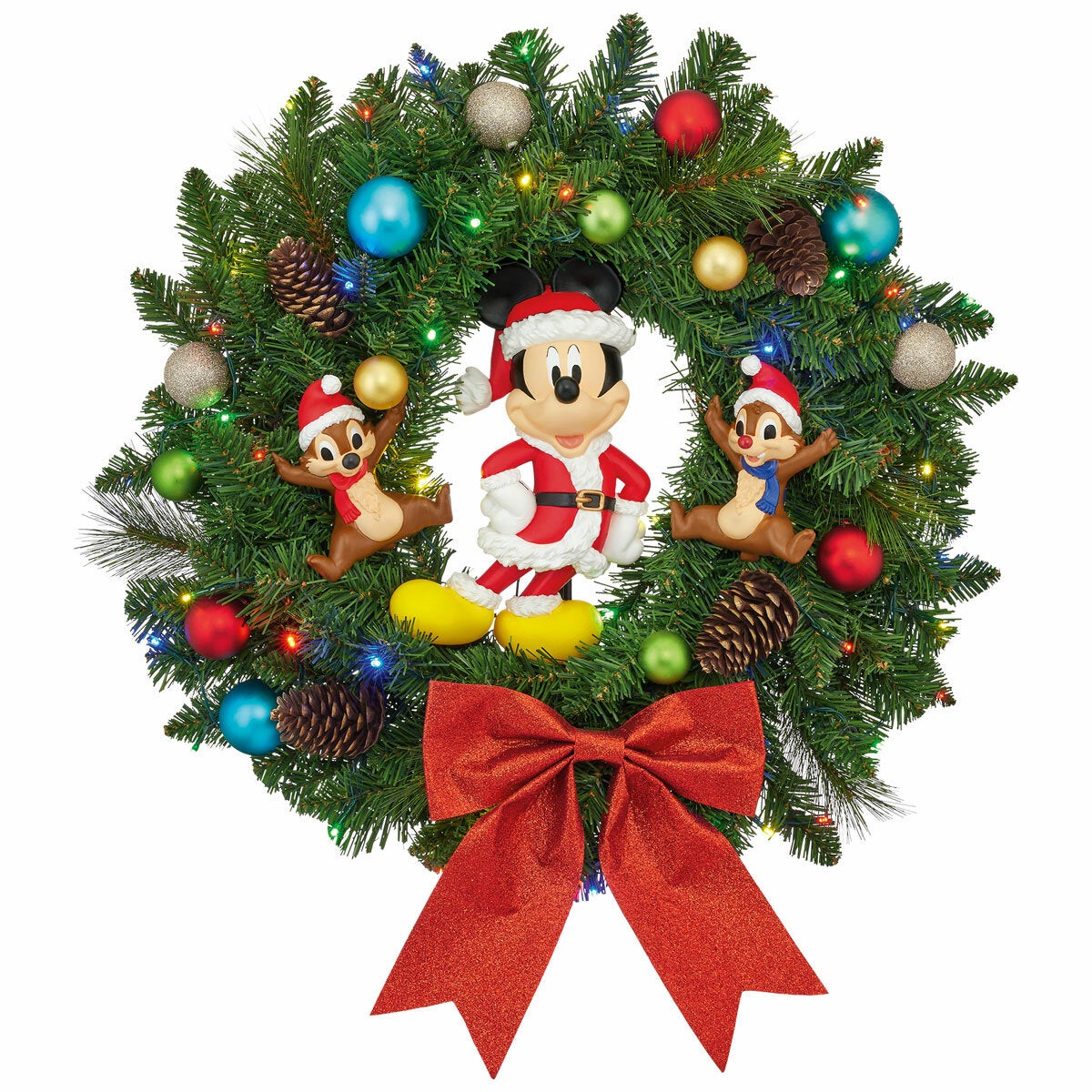 Disney kerstkrans Mickey Mouse met Knabbel & Babbel – met verlichting (afbeelding 1)