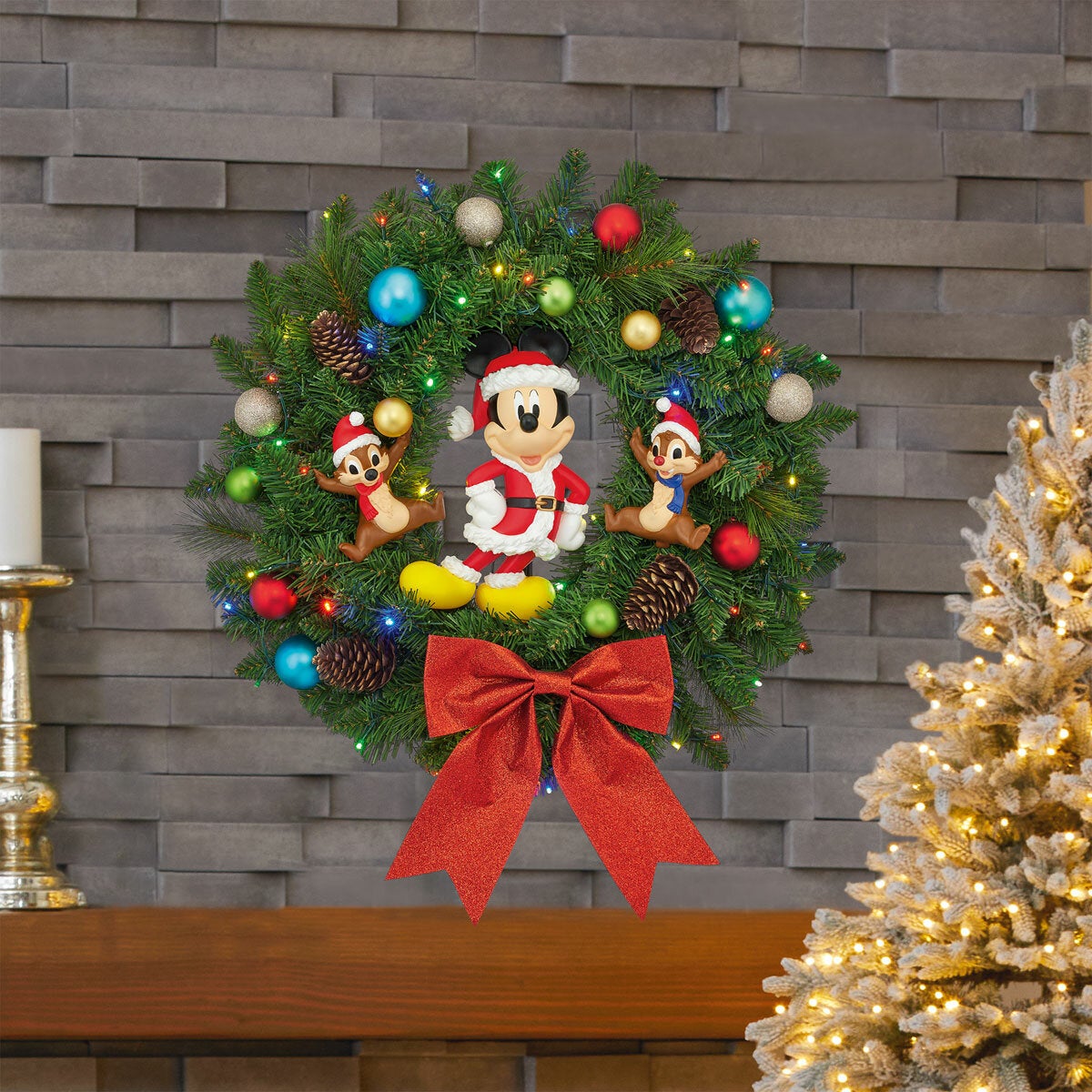 Disney kerstkrans Mickey Mouse met Knabbel & Babbel – met verlichting (afbeelding 3)