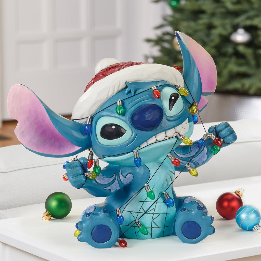 Disney Traditions Stitch met kerstlampjes beeld 37 cm (afbeelding 1)