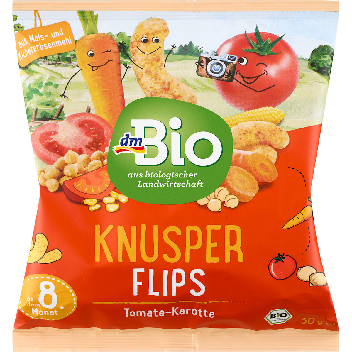 dmBio Babysnack Knapper Flips Tomaat-Wortel vanaf 8 maanden, 30 g