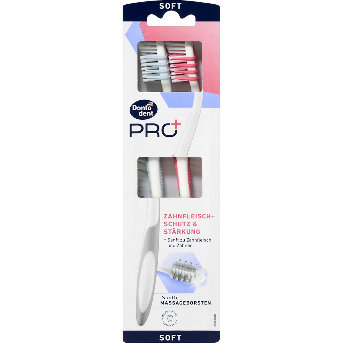 Dontodent PRO+ Tandenborstel PRO+ Tandvleesbescherming & Stärkung, soft, 2 St