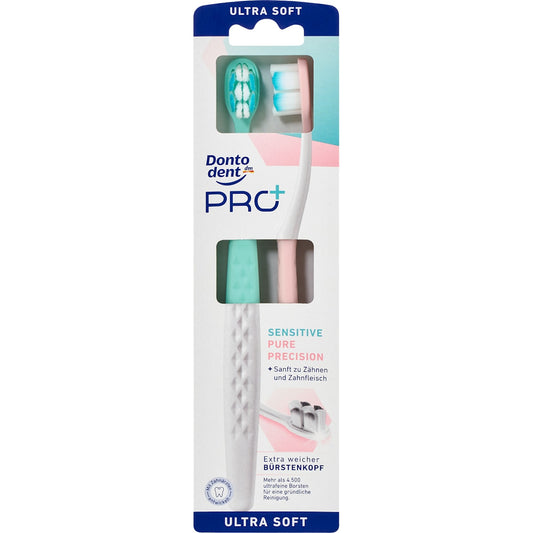 Dontodent PRO+ Tandenborstel Sensitive Pure Precision ultra soft, 2 St