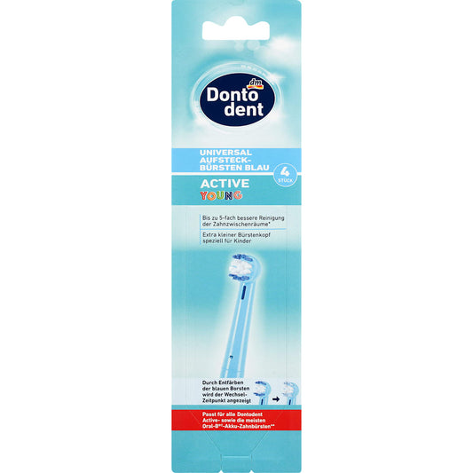 Dontodent Universal-Aufsteckbürsten Active Young blau, 4 St