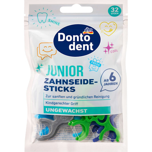 Dontodent Zahnseidesticks Junior vanaf 6 jaar, 32 St