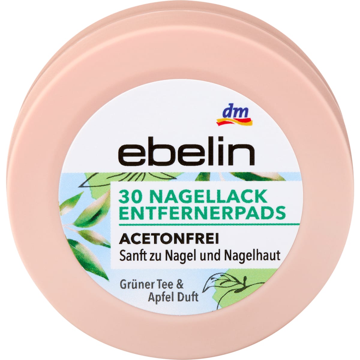 ebelin Nagellakremover Pads Groene thee en Appel, 30 St