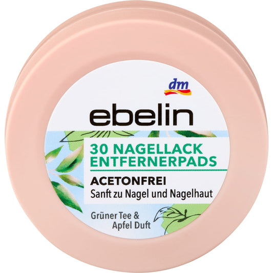 ebelin Nagellakremover Pads Groene thee en Appel, 30 St