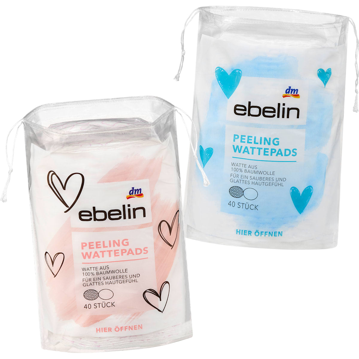 ebelin Wattenschijfjes Peeling Herzen, 40 St