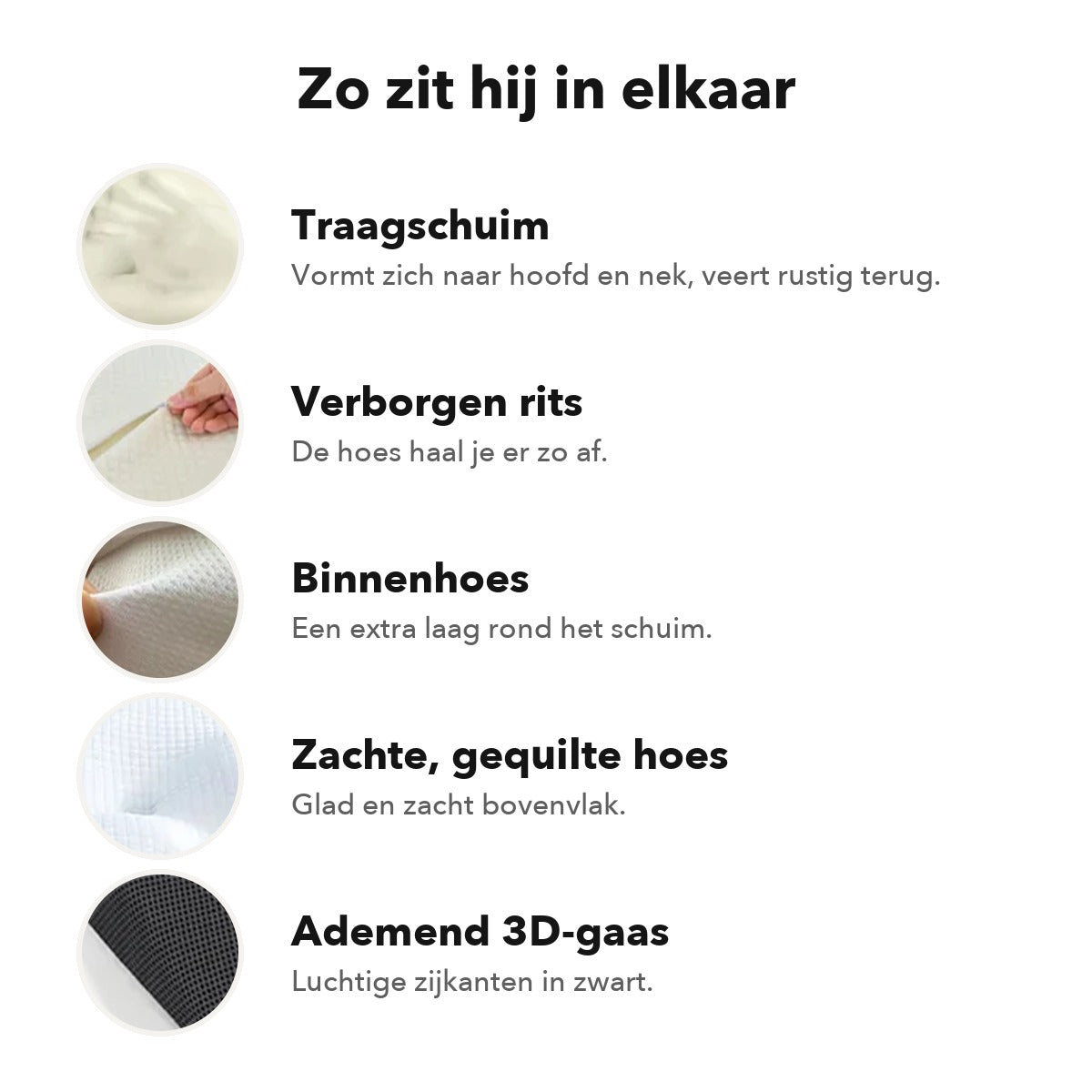 Ergonomisch vlinderkussen van traagschuim – 62 × 37 cm, 2 hoogtes, zwart (afbeelding 5)