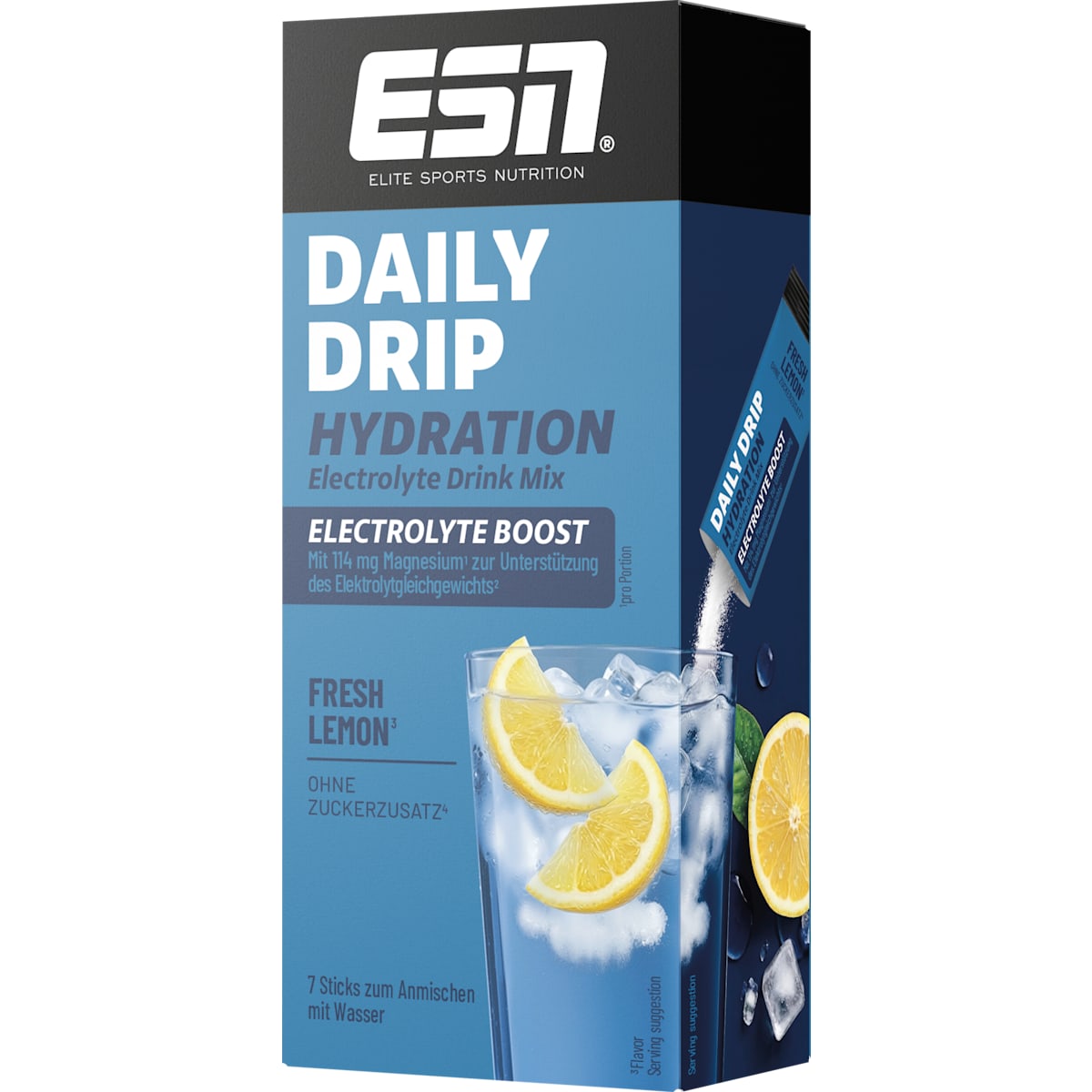 ESN Daily Drip Hydration Electrolyte Boost Sticks 7 St, Fresh Lemon, 91 g