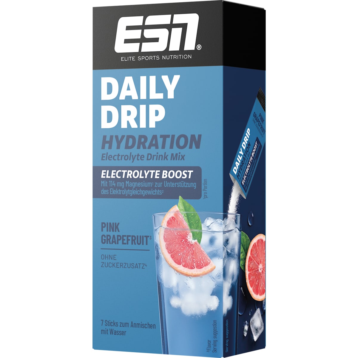 ESN Daily Drip Hydration Electrolyte Boost Sticks 7 St, Pink Grapefruit, 91 g