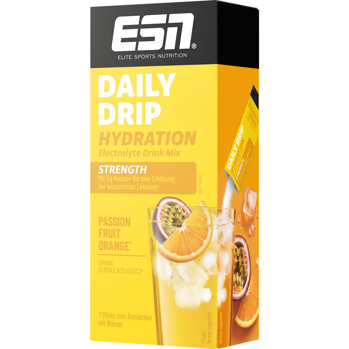 ESN Daily Drip Hydration Strength Sticks 7 St, Passionfuit Orange, 77 g