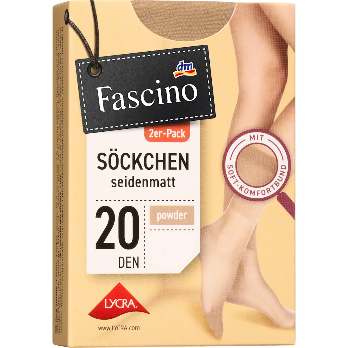 Fascino Sokjes zijdemat powder Maat 39-42, 20 DEN, 2 St