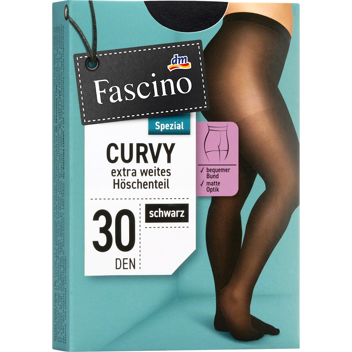 Fascino Panty Curvy zwart Maat 50/52, 30 DEN, 1 St