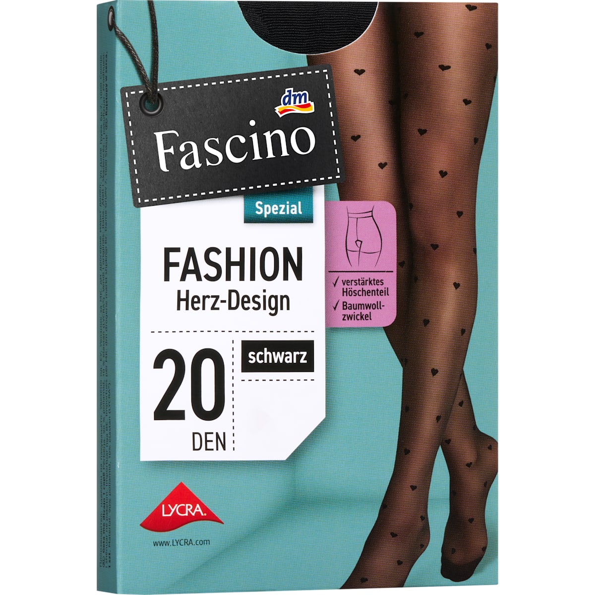 Fascino Panty met Hartjesmotief zwart Maat 42/44, 1 St