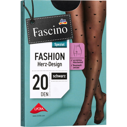 Fascino Panty met Hartjesmotief zwart Maat 42/44, 1 St
