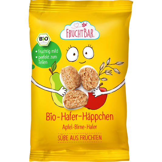 FruchtBar Kindersnack Haver-Hapjes, Appel, Peer, Haver vanaf 12 maanden, 40 g