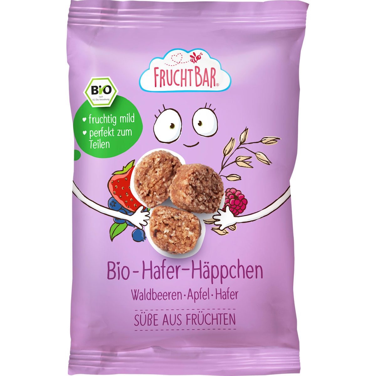 FruchtBar Kindersnack Haver-Hapjes, Bosvruchten, Appel & Haver vanaf 3 jaar, 40 g