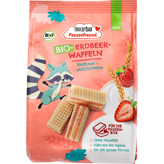 FRUCHTBAR Pausenfreund Kindersnack Aardbei Wafels vanaf 3 jaar, 100 g