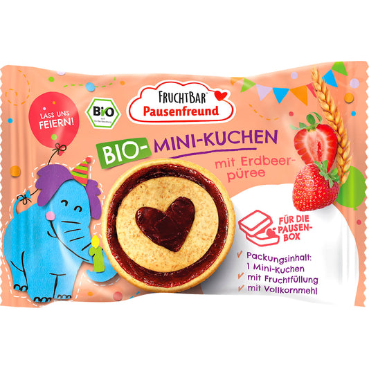 FRUCHTBAR Pausenfreund Kindersnack Mini-cake met Aardbeienpuree vanaf 3 jaar, 36 g