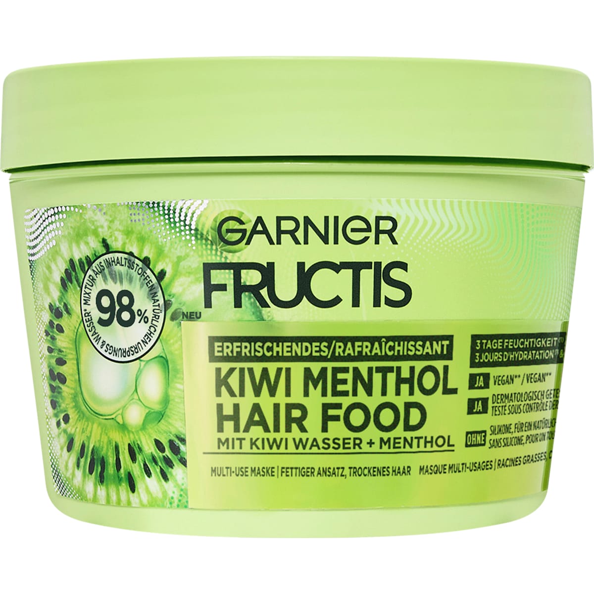 GARNIER FRUCTIS Haarmasker Kiwi Menthol Hair Food 3in1 Maske, 400 ml