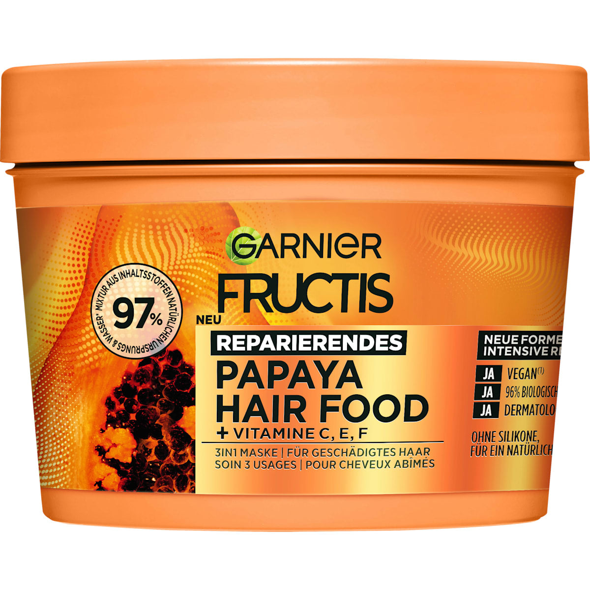 GARNIER FRUCTIS Haarmasker Papaya Hair Food 3in1 Maske, 400 ml