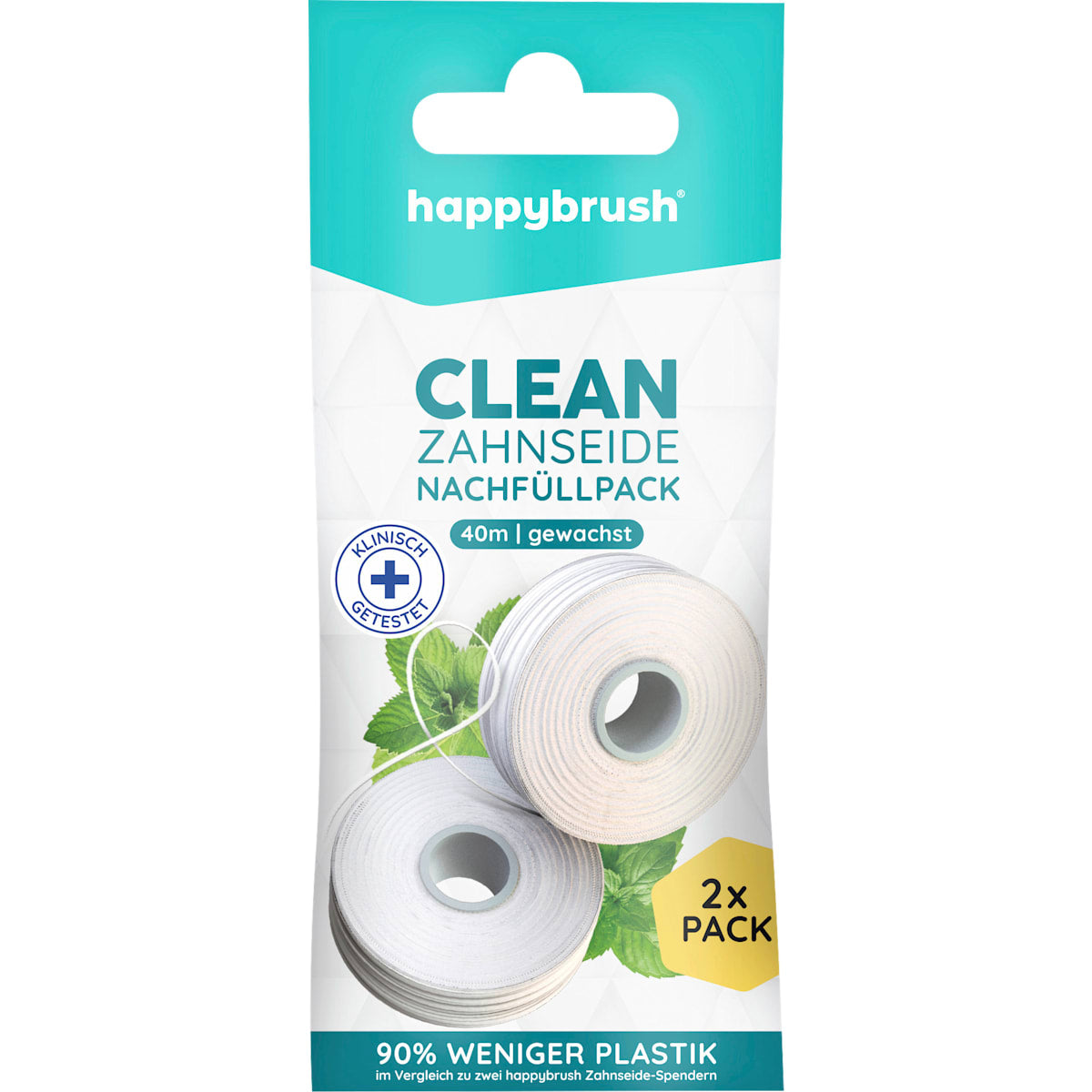 happybrush Tandzijde Clean gewachst Nachfüller (2x40 m), 80 m