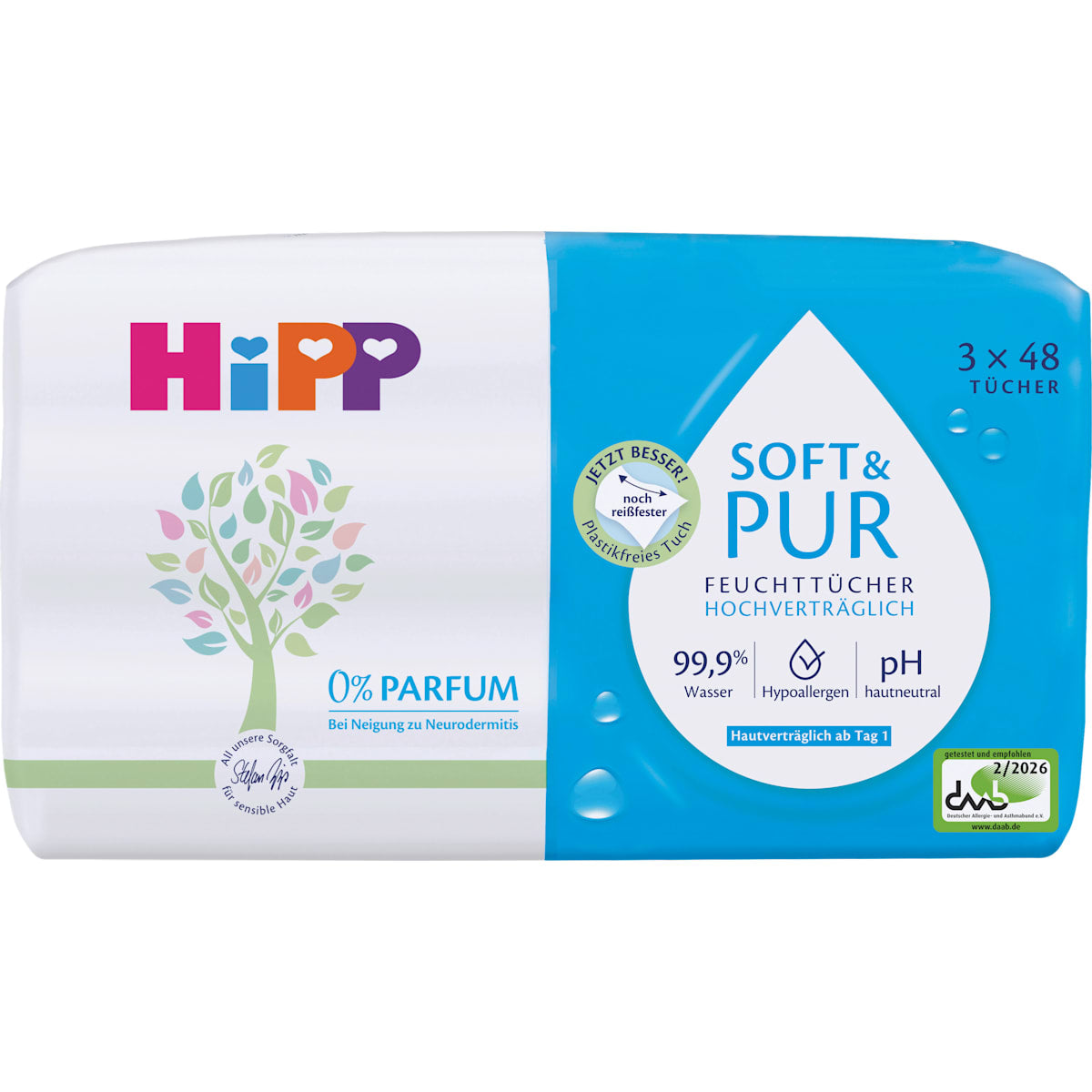 HiPP Babysanft Billendoekjes Soft & Pur 3x48 St., 144 St
