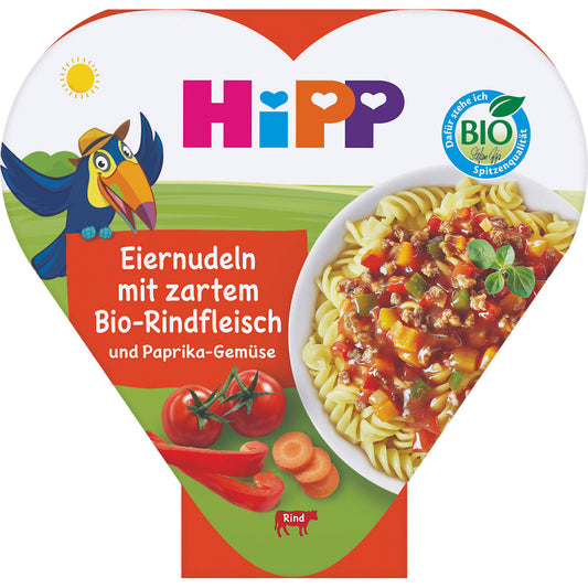 HiPP Kindermaaltijd Eierpasta met Paprika-Groente en mals Rundvlees vanaf 1 jaar, 250 g