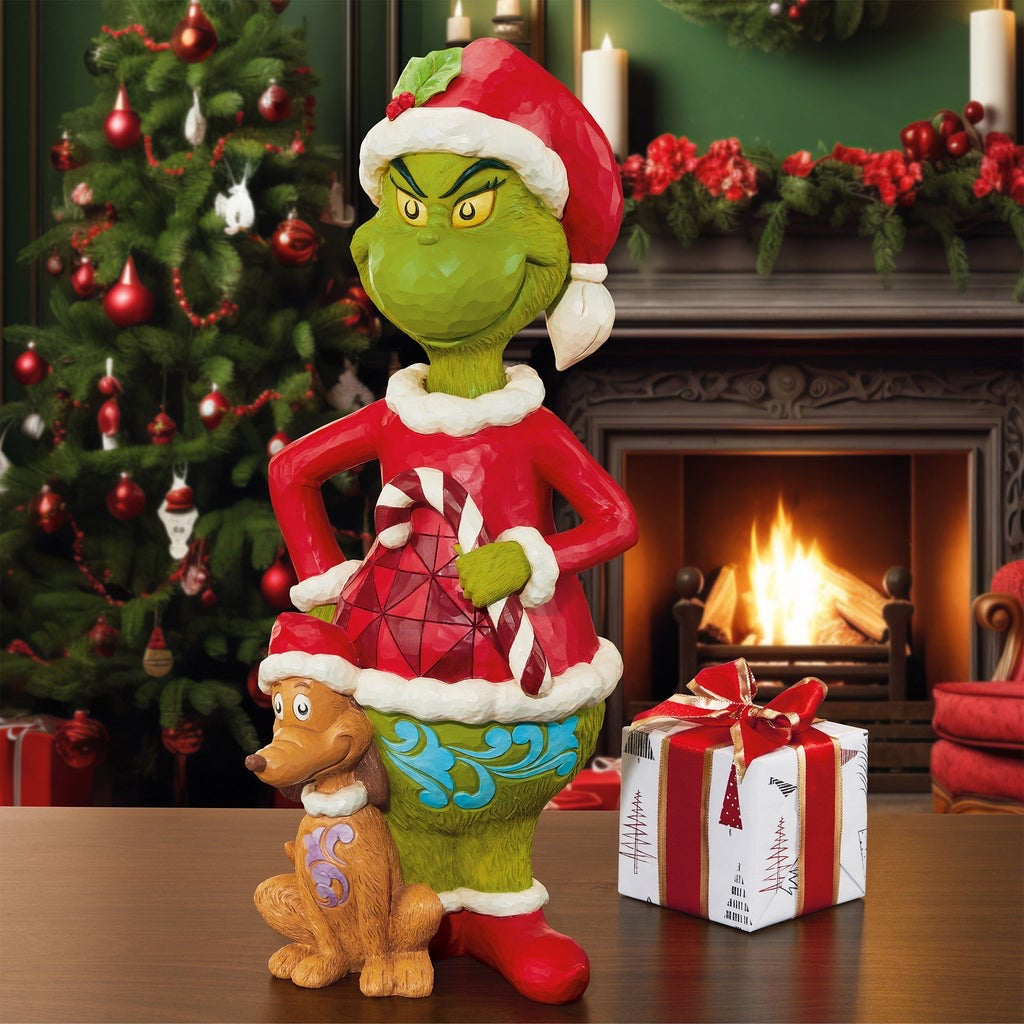 Jim Shore Grinch met Max kerstbeeld 51 cm (afbeelding 1)