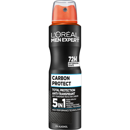 L'ORÉAL PARiS MEN EXPERT Antitranspirant Deospray Carbon Protect 5in1, 150 ml